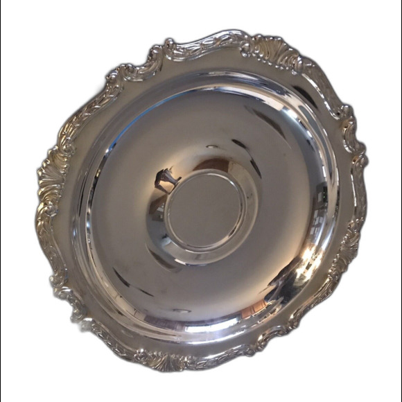 Sheridan Taunton Silversmiths Ltd Silver Plate Lion Logo 12.5”Round Serving Tray - Picture 2 of 4